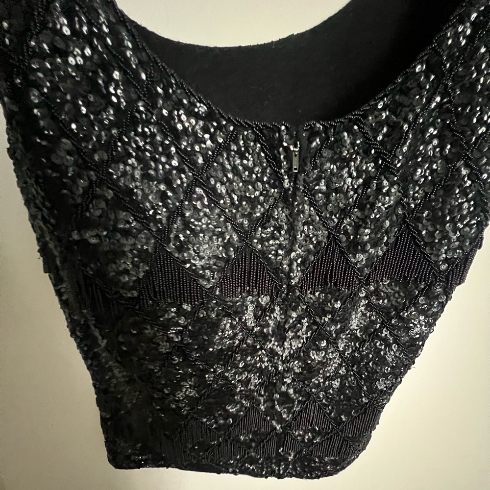 Vintage 70’s Jo Ro Imports Hand Loomed Wool Beaded Sequins Full Back Zip Flapper
